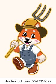 Happy Shiba Inu Farmer Mascot