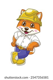 Happy Shiba Inu Worker Mascot Character