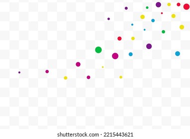 Happy Shine Festive Vector Transparent Background. Abstract Polka Pattern. Carnaval Confetti Banner. Rainbow Dust Festival Illustration.