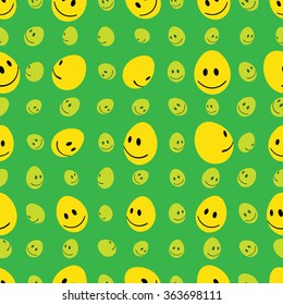 happy shiny smiley face easter eggs - vector seamless pattern