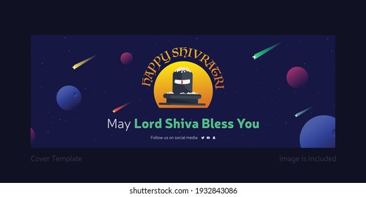 Happy Shivratri Facebook Cover Page Template Vector Illustration. May Lord Shiva Bless You.