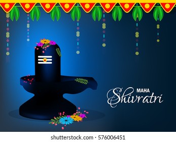 Happy Shivratri, Vector Illustration design based on Beautiful Shiv Ling on decorative background for the celebration of Hindu Festival Maha Shivratri.