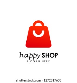 happy shop logo design template. shopping logo design stock
