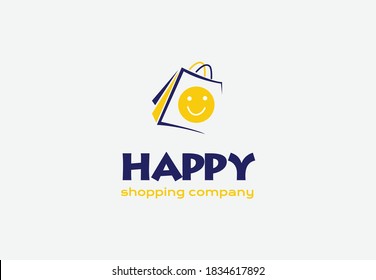 happy shop logo design.happy shopping company logo design.happy shopping e commerce logo.