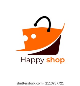 Happy shop store logo vector icon illustration