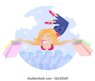 comprador feliz en el cielo