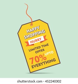 happy shopping big discount offer tag style banner design vector