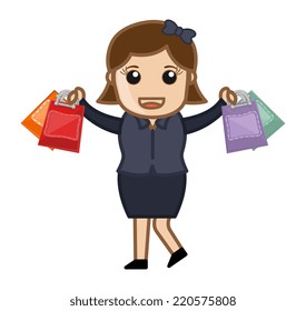 Happy Shopping - Cartoon Vector