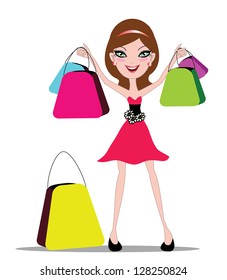 happy shopping girl