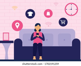 Compras felices desde el vector doméstico
