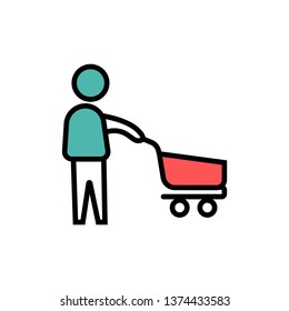 Happy shopping icon- Vector happy shopping full editable icon for website or mobile apps.