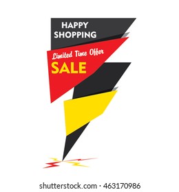 happy shopping , limited time offer sale banner  design vector