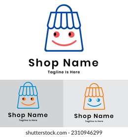 Happy shopping logo design template