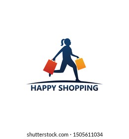 Happy Shopping Logo Template Design