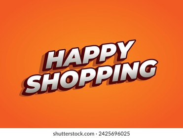 Felices compras. Diseño de efectos de texto en aspecto 3D con un color llamativo