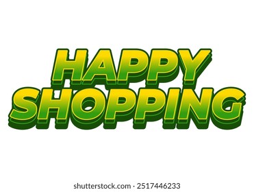Compras felices. Diseño de efecto de texto con estilo 3D y colores modernos