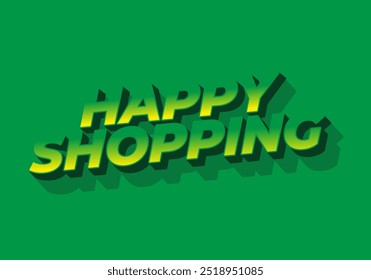 Compras felices. Diseño de efecto de texto con estilo 3D y colores modernos