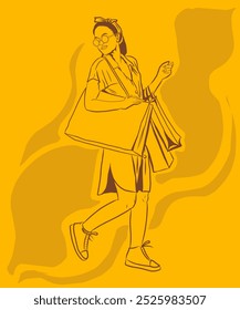 Happy shopping, Vector icon, hand drawn illustration