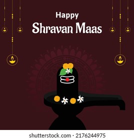 Happy Shravan Maas Indian Hindu Festival Vector Illustration