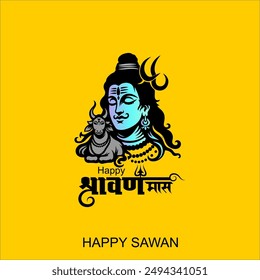 Happy Shravan Maas Indian Hindu Festival Vector Illustration