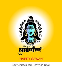 Happy Shravan Maas Indian Hindu Festival Vector Illustration