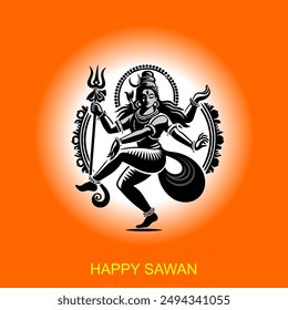 Happy Shravan Maas Indian Hindu Festival Vector Illustration
