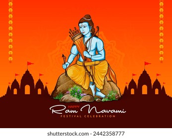 Happy Shree Ram Navami hindu cultural festival greeting background vector