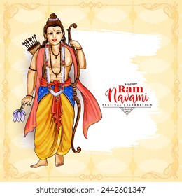 Happy Shree Ram Navami hindu cultural festival greeting background vector