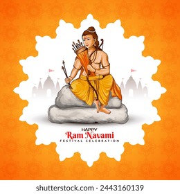 Happy Shree Ram Navami Indian religious festival background design vector