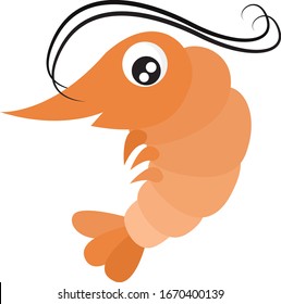 Happy shrimp, illustration, vector on white background.