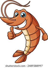 Happy shrimp thumbs up vector illustration