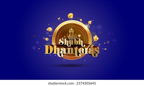 Feliz Shubh Dhanteras 3d con la ilustración de la diosa Lakshmi puja.