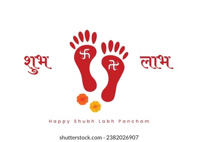 Happy Shubh Labh Pancham kreative Grußbanner-Design. Hindi Text shubh labh bedeutet Glück und Nutzen