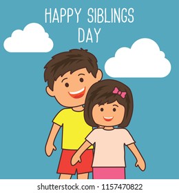happy sibling's day concept. vector illustration
