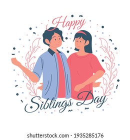 happy sibling's day concept. vector illustration