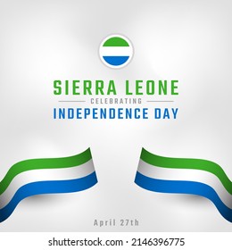 Happy Sierra Leone Independence Day April 27th Celebration Vector Design Illustration. Template for Poster, Banner, Advertising, Greeting Card or Print Design Element