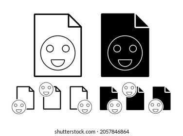 Icono de vector de signo feliz en la ilustración de conjunto de archivos para ui y ux, sitio web o aplicación móvil