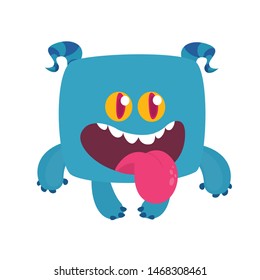 Happy silly monster cartoon showing tongue. Vector illustration

