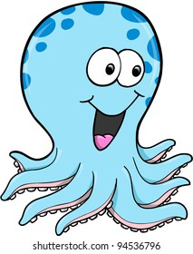 Happy Silly Octopus Ocean Vector Illustration