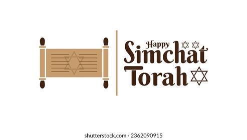 Happy Simchat Torah vector illustration. Experience the Joyous Celebration of Simchat Torah. Discover the Symbolism of Torah Scrolls, the Star of David, and the Spirit of Jewish Holiday