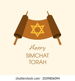 Happy Simchat Torah vector. Torah scroll book Bible with the Star of David icon vector. Jewish holiday icon. Important day