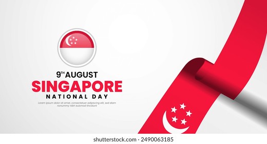 Happy Singapore Independence Day August 9th Celebration Vector Design Illustration. Template for Poster, Banner, Advertising, Greeting Card or Print Design Element