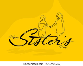 Happy Sisters Day. Sisters day Banner and poster design for social media and print media.