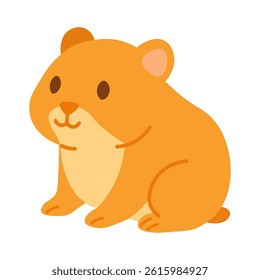 Happy sitting hamster in cartoon flat style. Bright pastel colors, clean lines, isolated vector clipart.