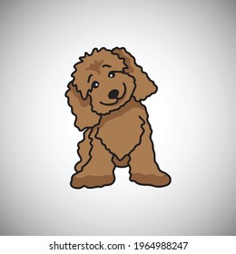 Happy sitting puppy cartoon for your illustration. cute little dog portrait