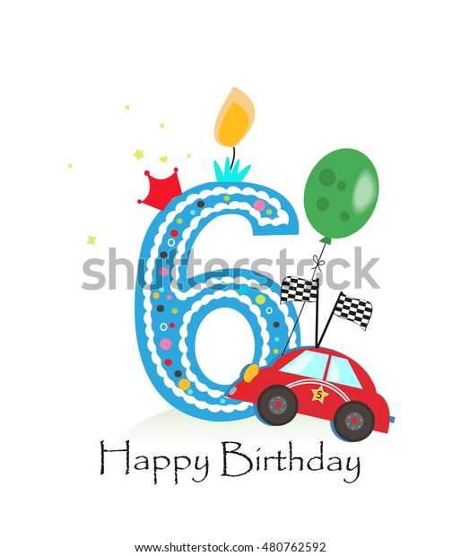 Download Happy Sixth Birthday Candle Baby Boy Stock Vector (Royalty ...