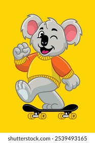 Happy Skater Koala Mascot Character