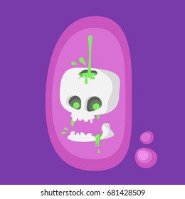 Happy Skeleton skull on pink background flat vector illustration