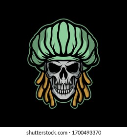 happy skull with dreadlocks for commercial use