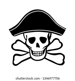 happy skull with pirates hat, vector